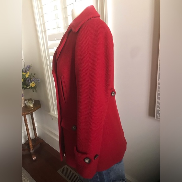 Talbots Dark Red Double Breasted Peacoat Style Coat - Picture 3 of 5